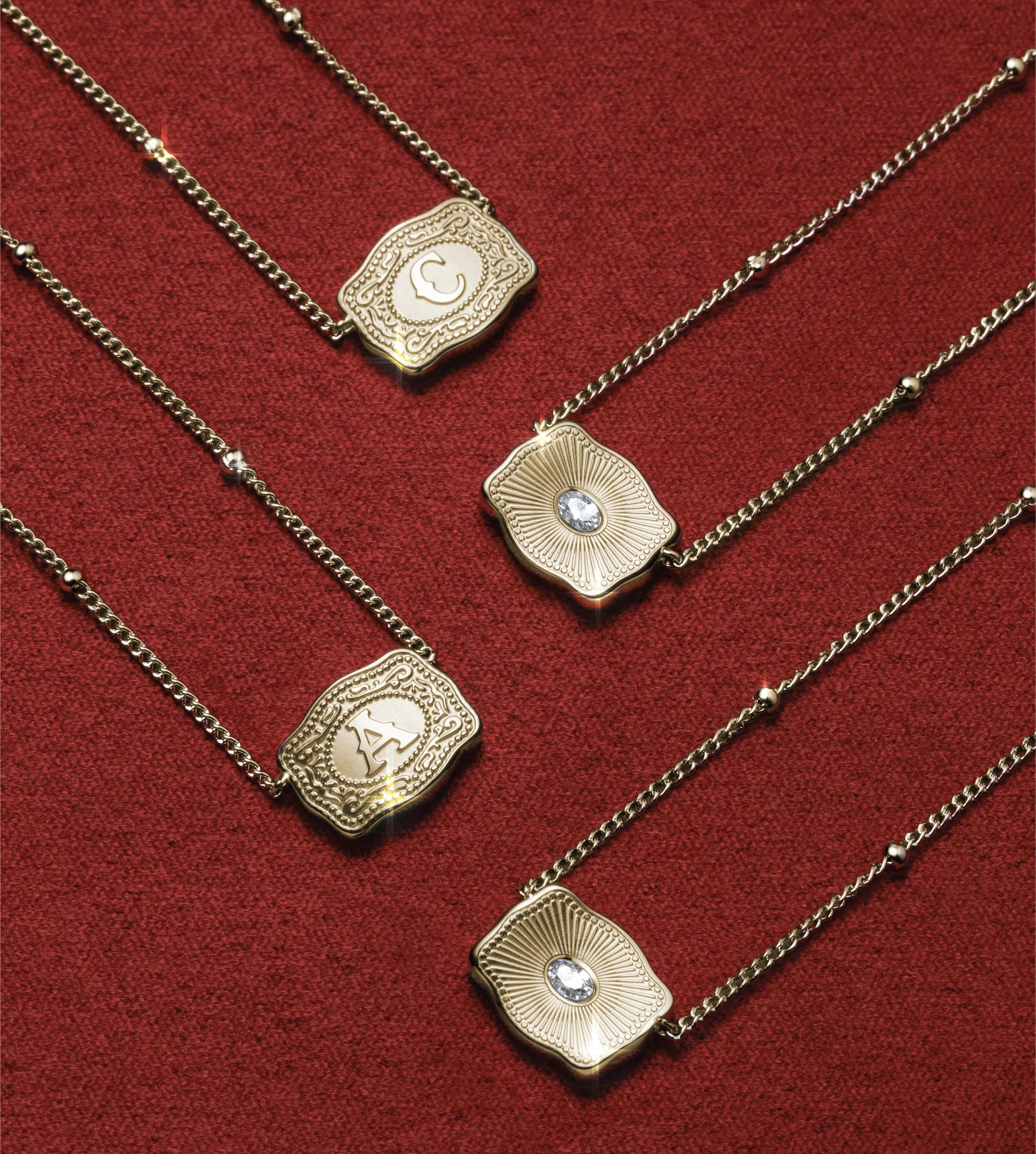 SpurWest Ultra Mini Belt Buckle Initial Necklace-Gold