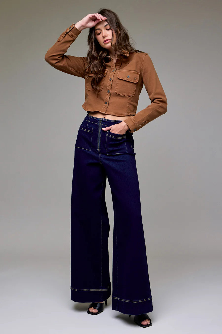 Nori Rinse Wash Fashion Patch Pocket Super Wide Leg by HIDDEN