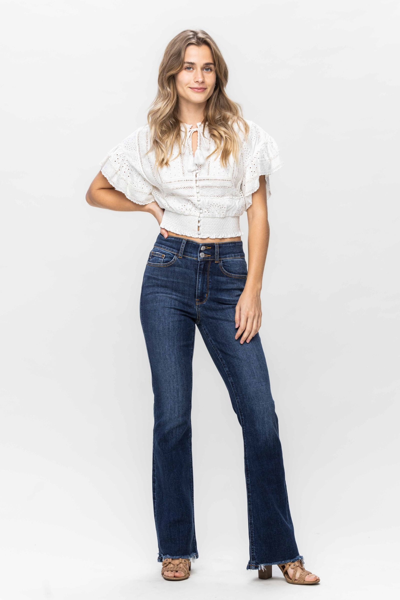 Judy Blue Vintage Frayed Hem Bootcut Jeans