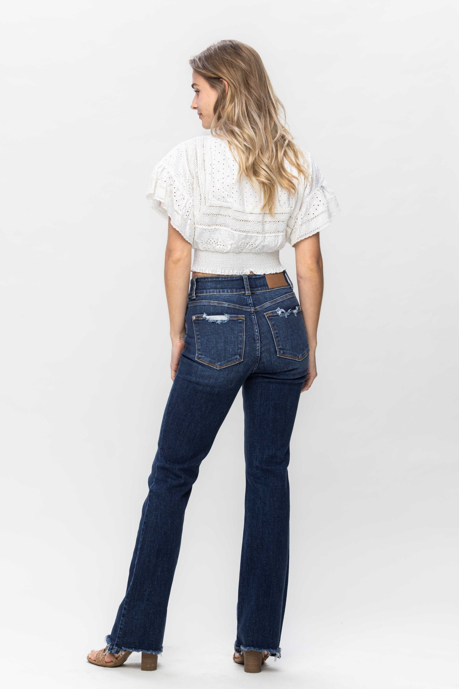 Judy Blue Vintage Frayed Hem Bootcut Jeans