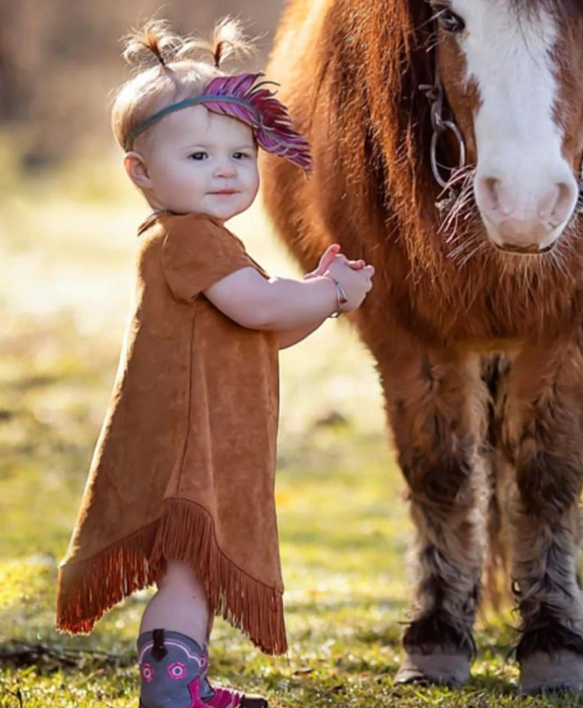 Baby Girl's Brown Suede Fringe Dress