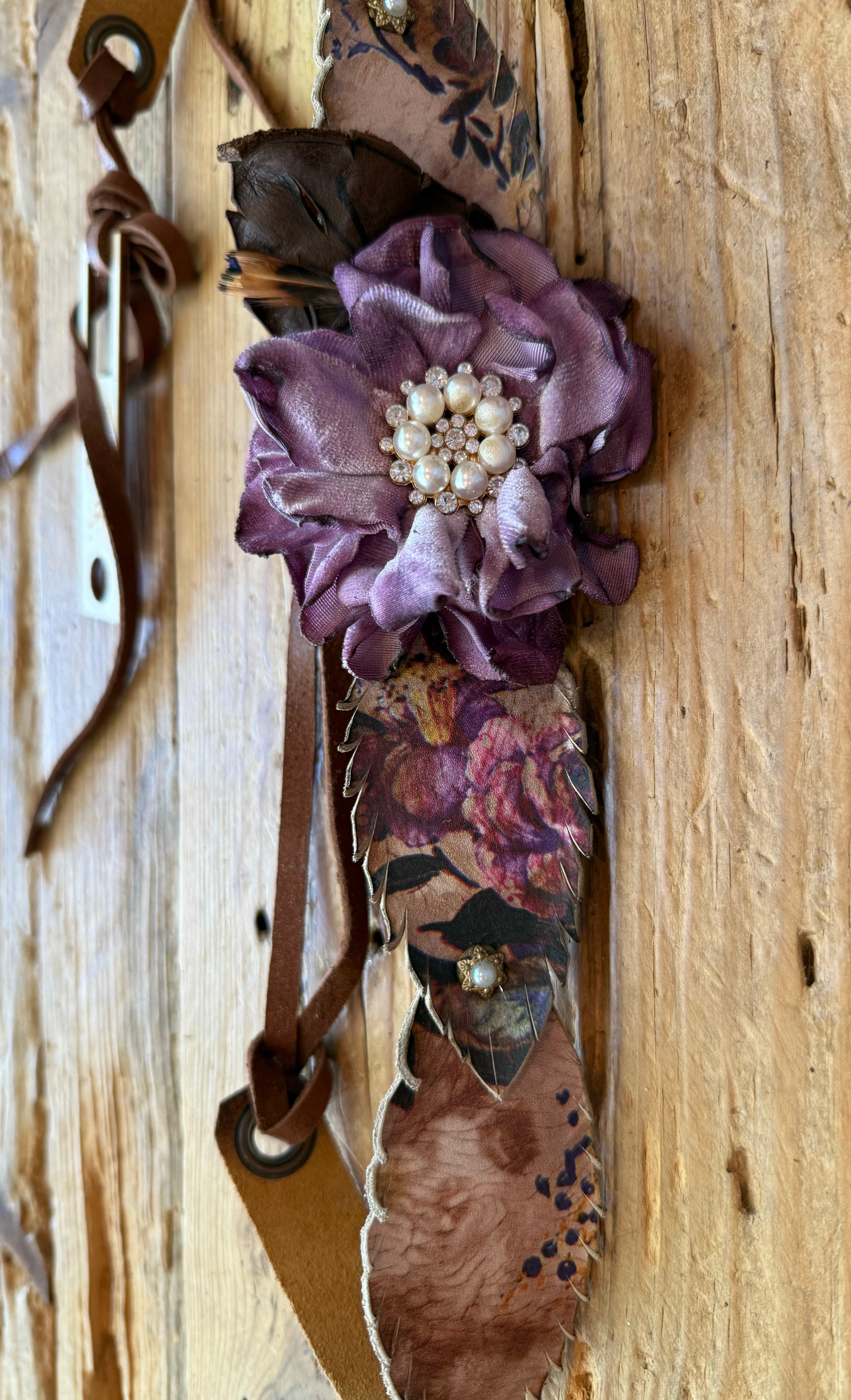 One of a Kind Women's Fancy Hat Band/Floral/Mauve