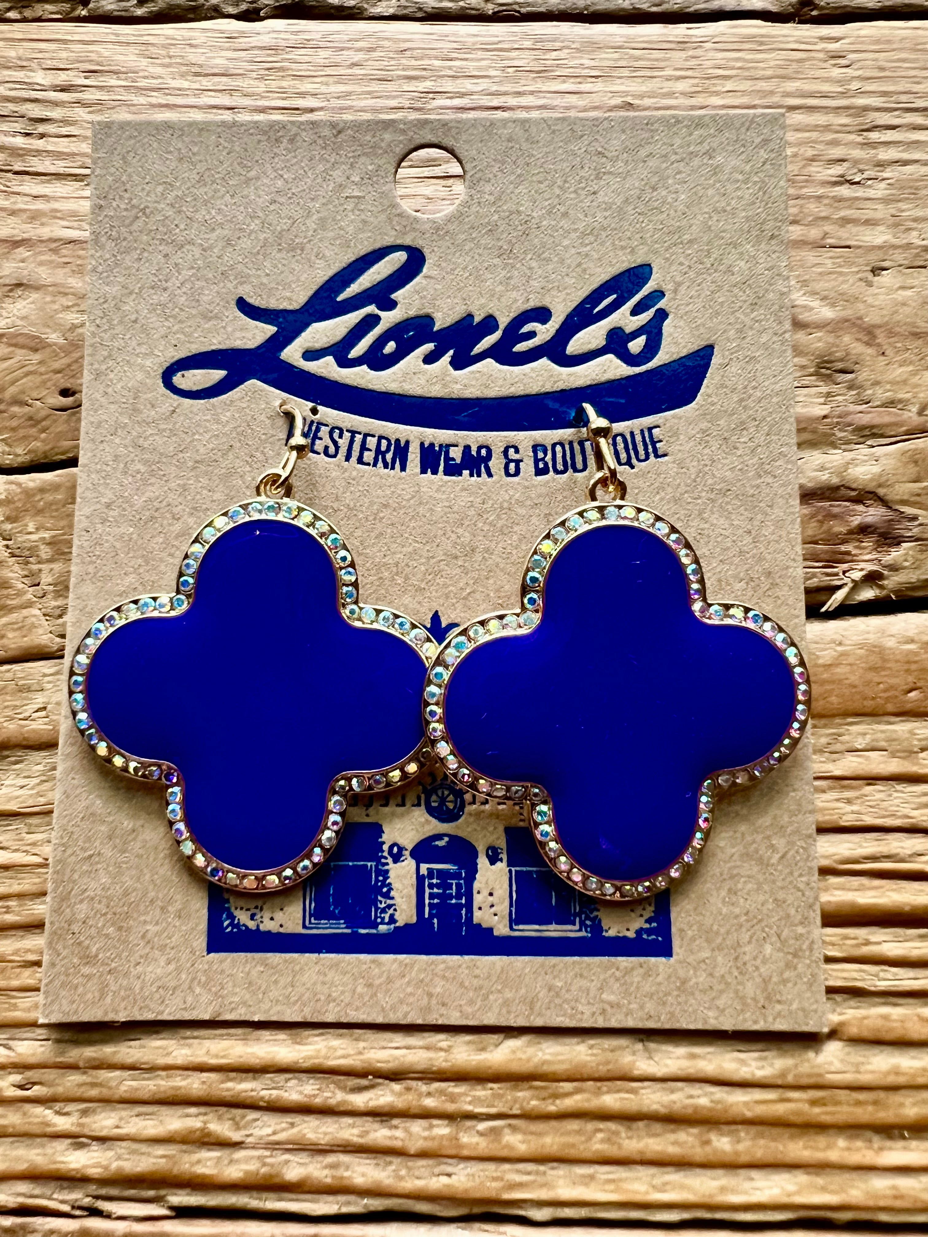 Purple Clover Dangling Earrings