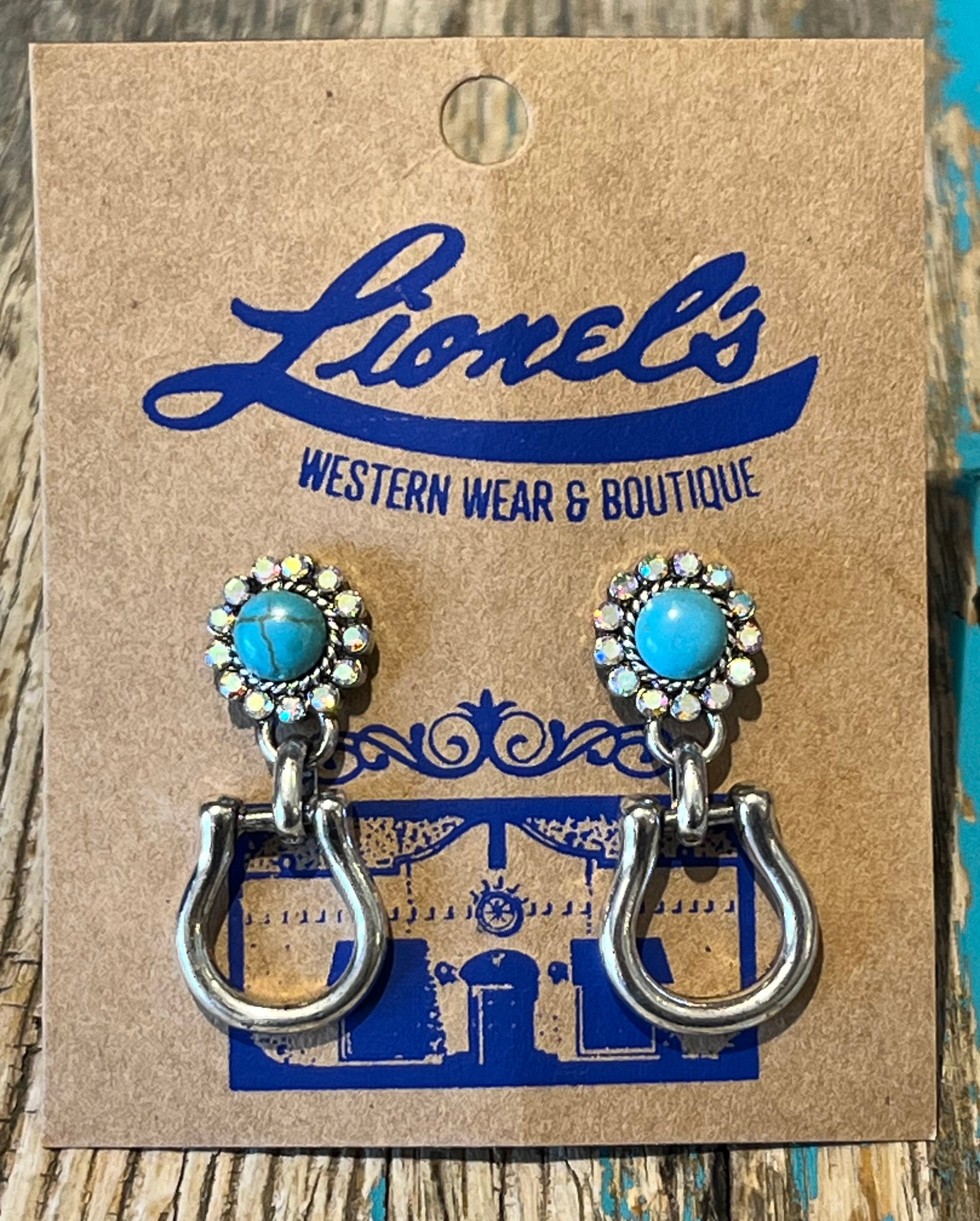 Turquoise Horse Bit Drop Earrings
