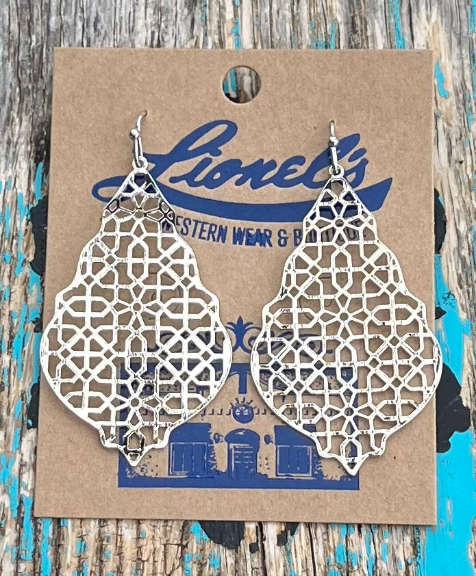 Kendra Look Filigree Teardrop Silver Earrings