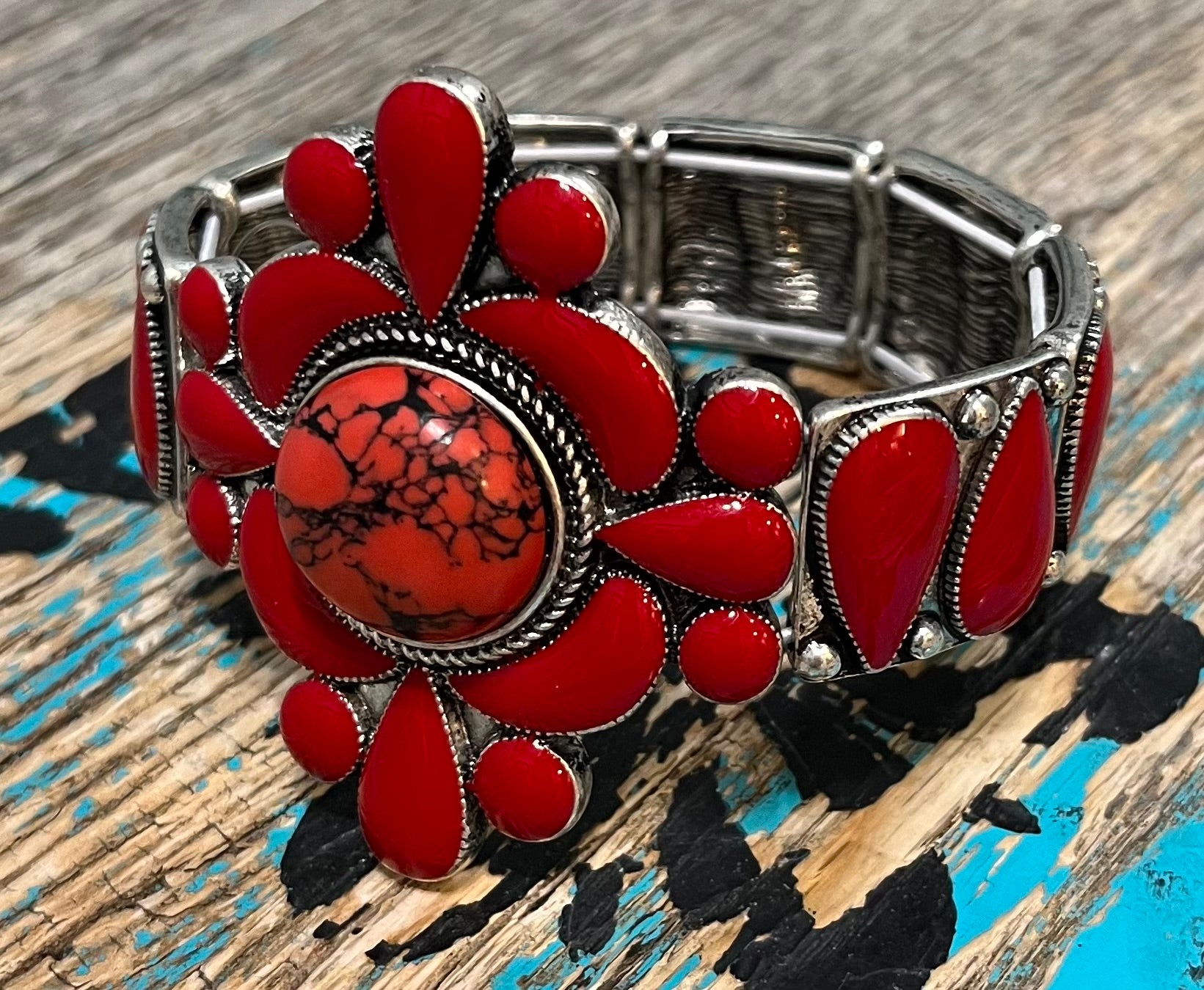 Red Stones Stretch Bracelet