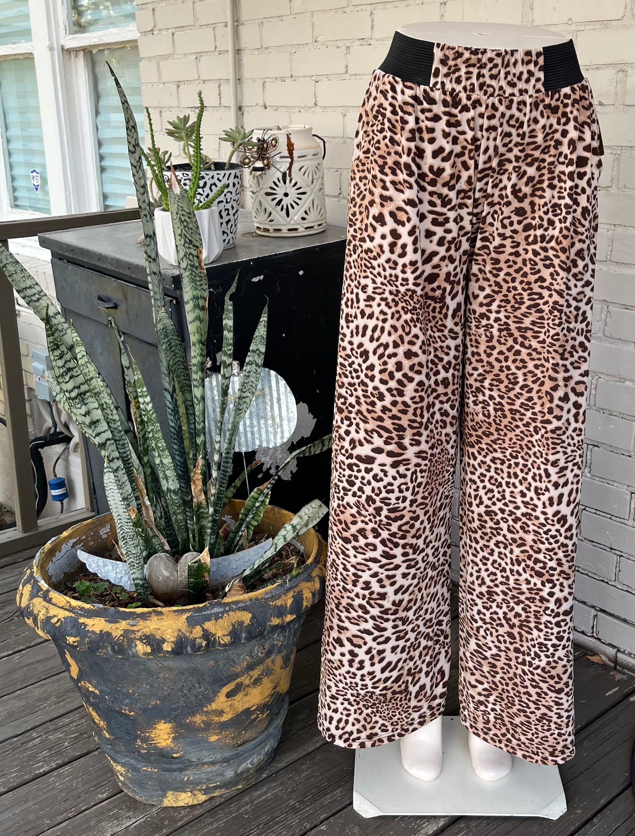 Brown Leopard Pattern Palazzo Pants