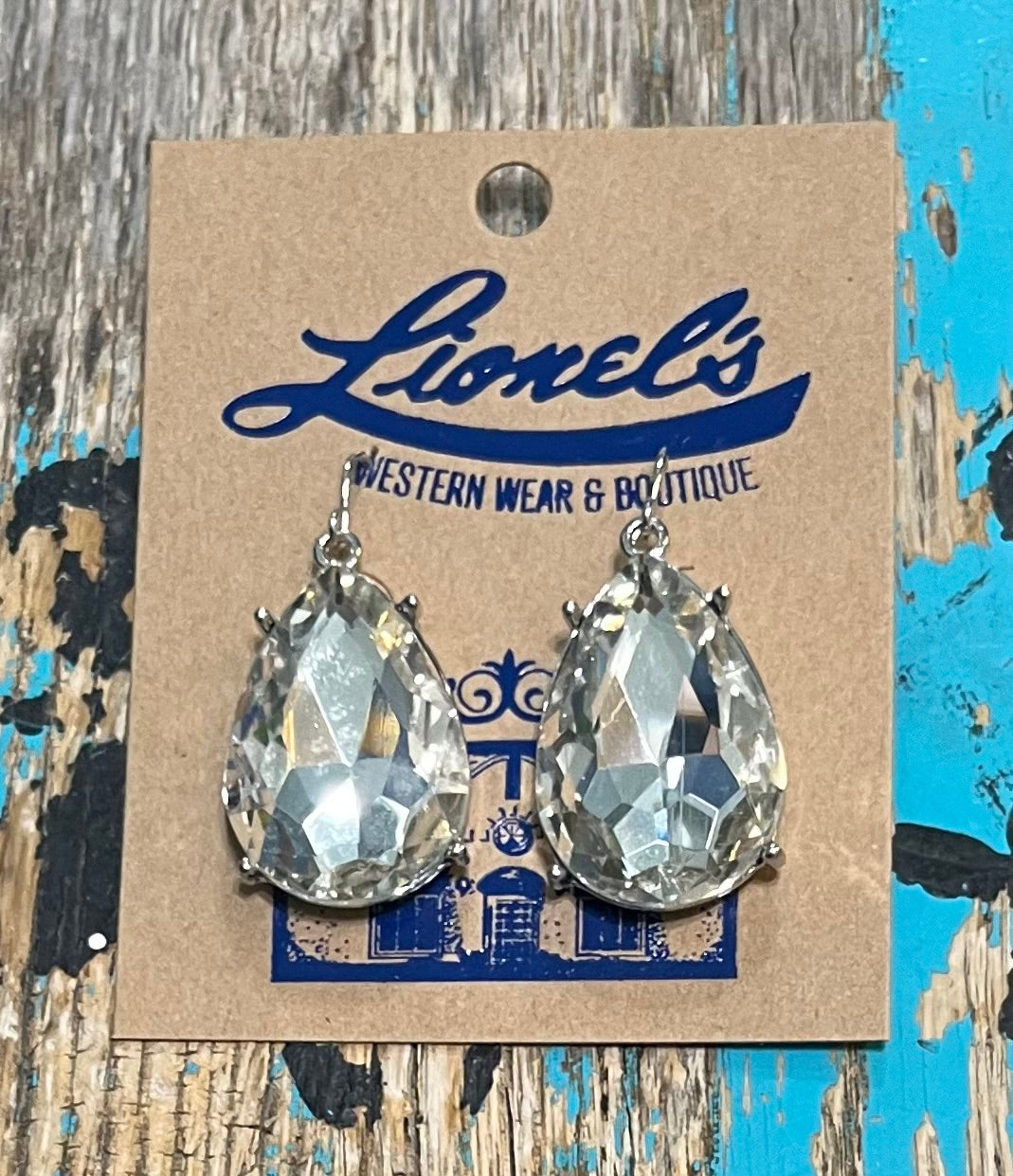 Clear on Silver Faceted Teardrop Crystal Earrings