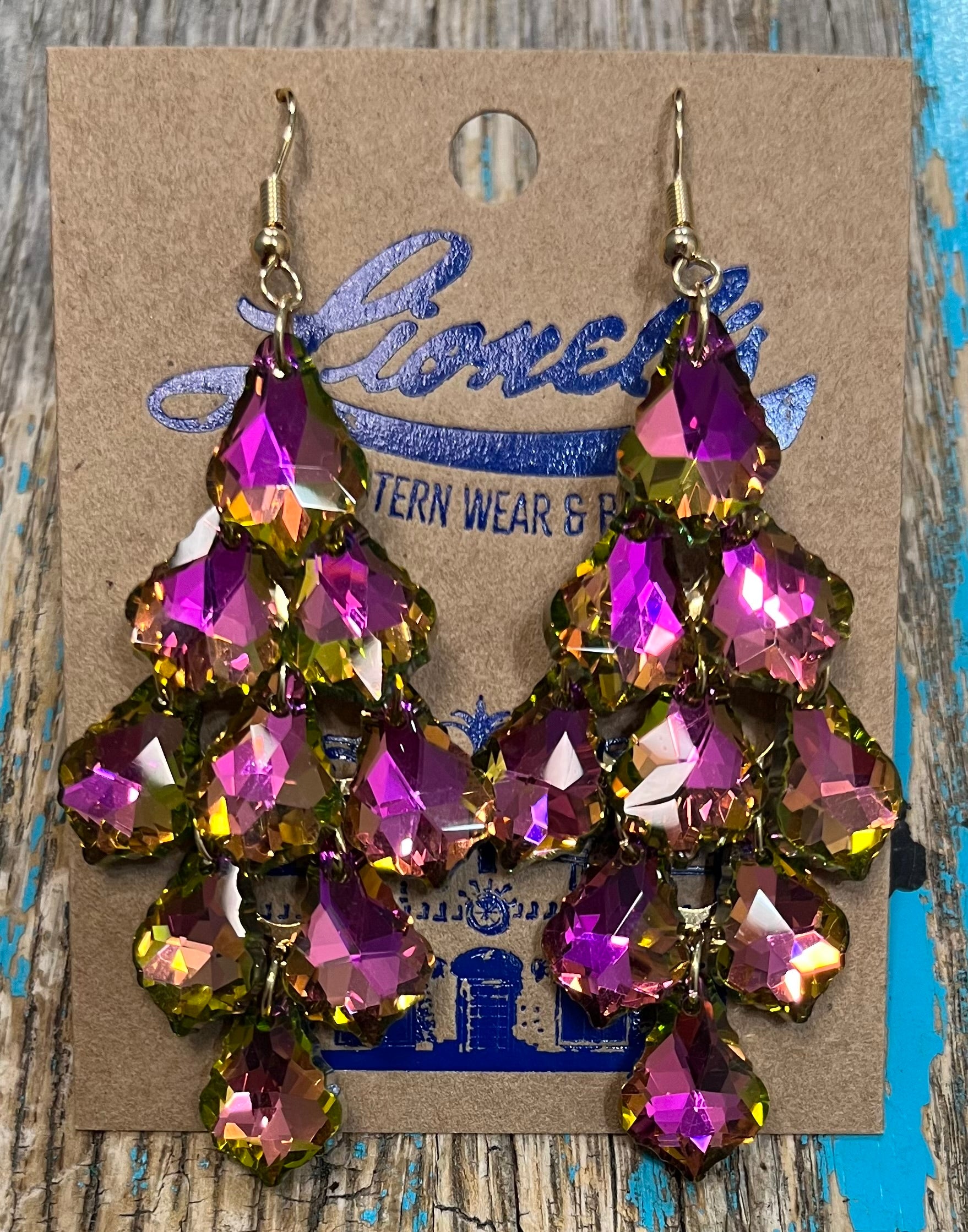 Magenta Mix Chandelier Statement Earrings