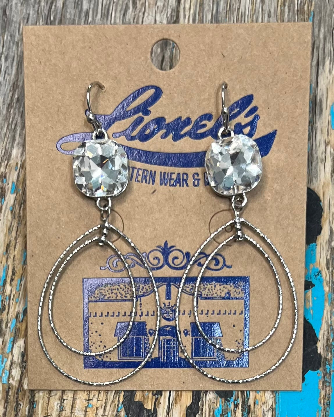 Clear Crystal & Silver Loop Drop Earring