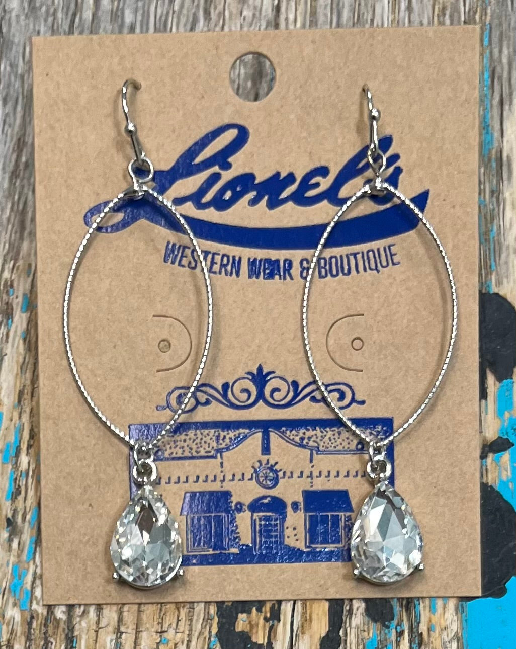 Silver Earring w/ Clear Crystal Drop