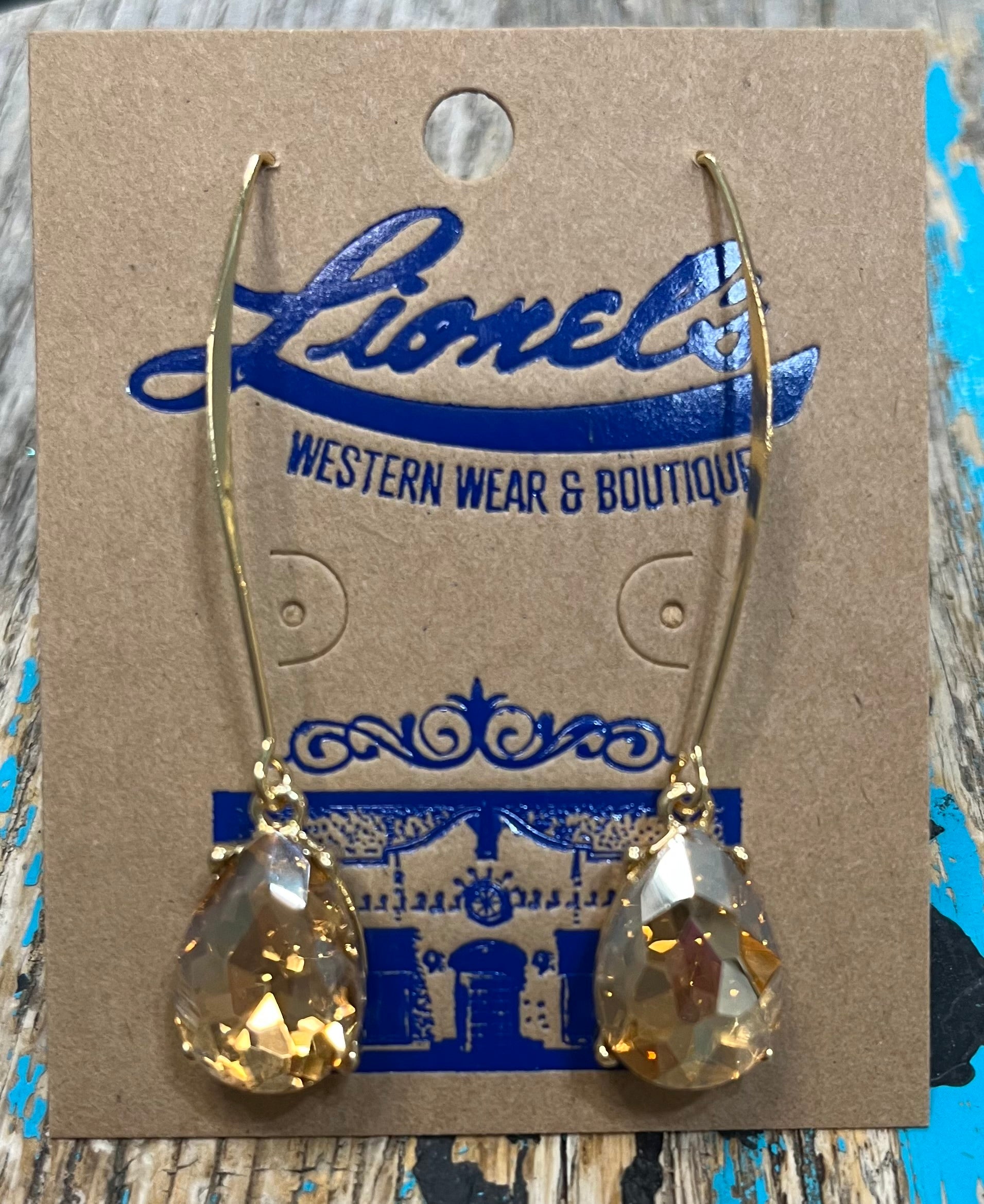 Topaz Crystal Drop on Gold Earrings