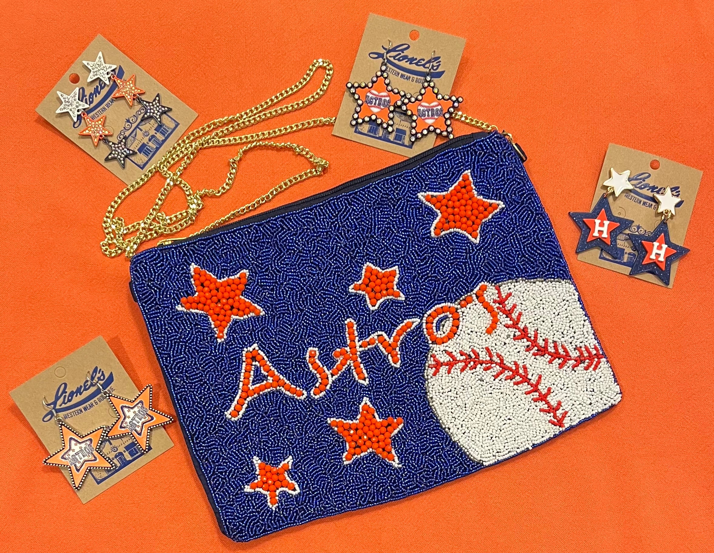 Houston Astros Beaded Crossbody Bag