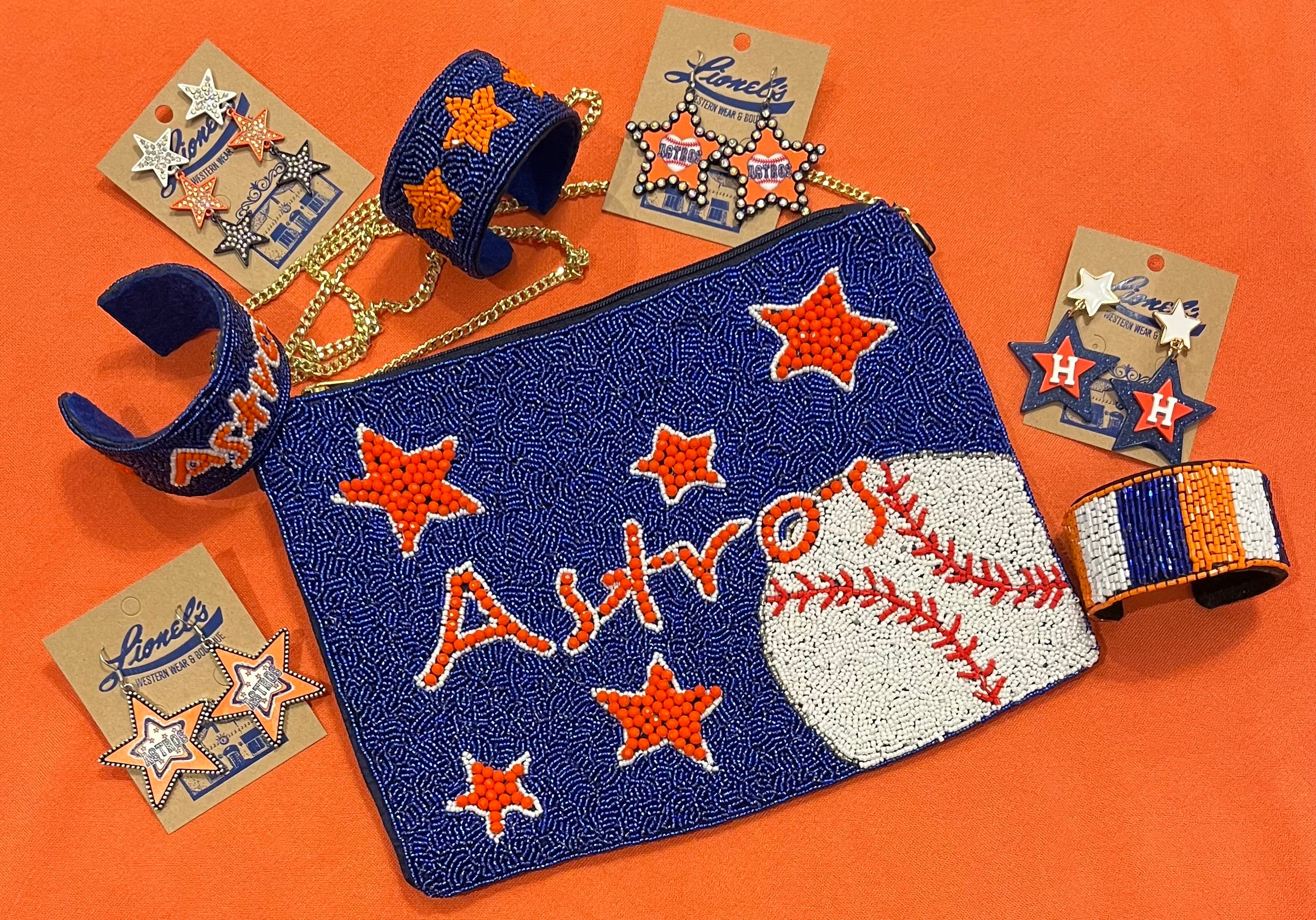 Houston Astros Beaded Crossbody Bag