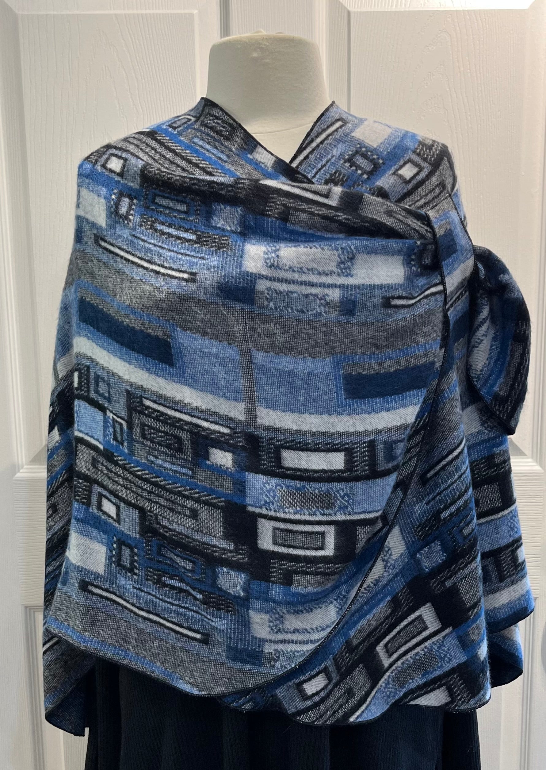 Shades of Denim, Black & White Reversible Cashmere Shawl