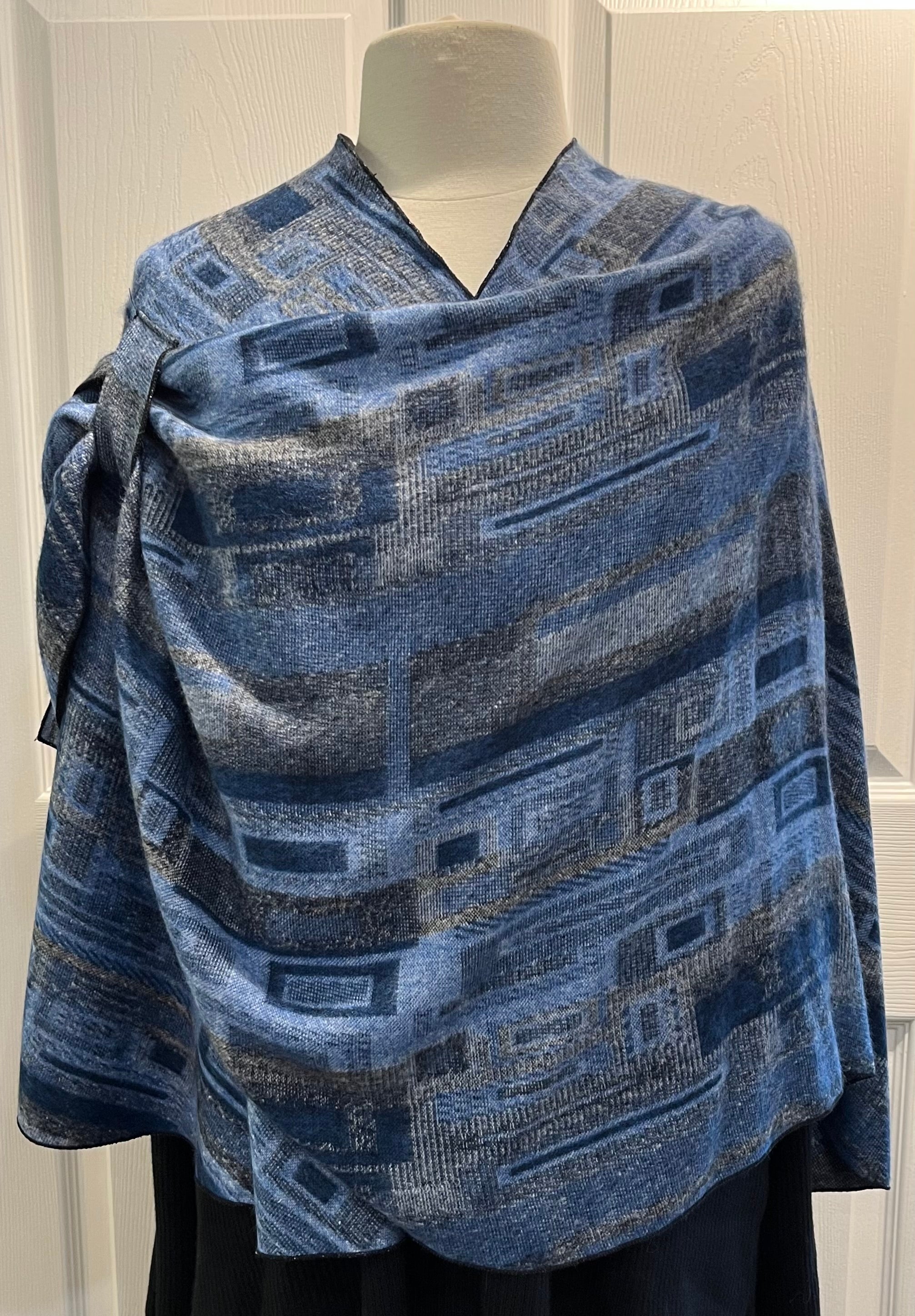 Shades of Denim, Black & White Reversible Cashmere Shawl