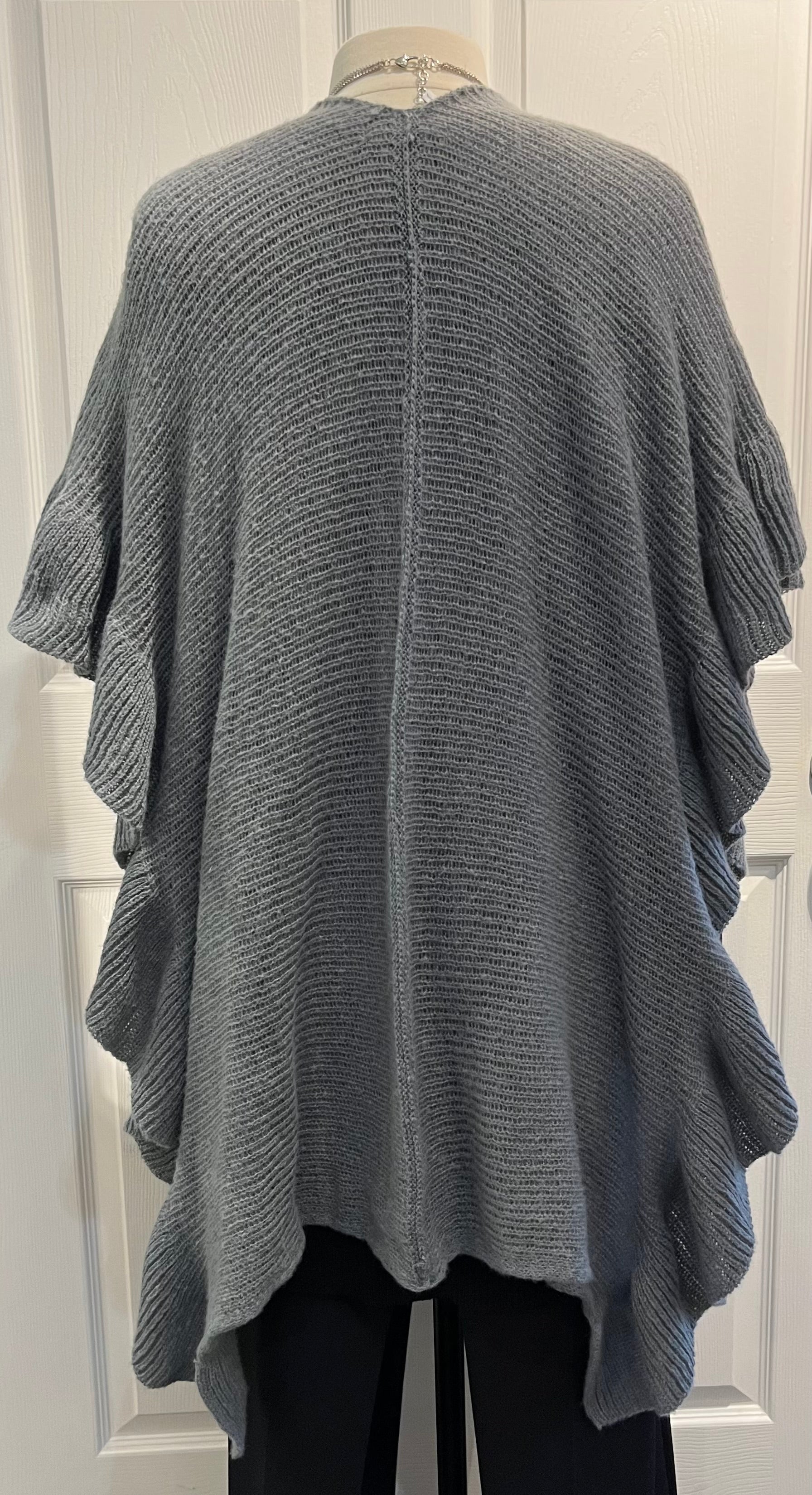 Soft & Cozy Grey Ruffle Ruana/Shawl