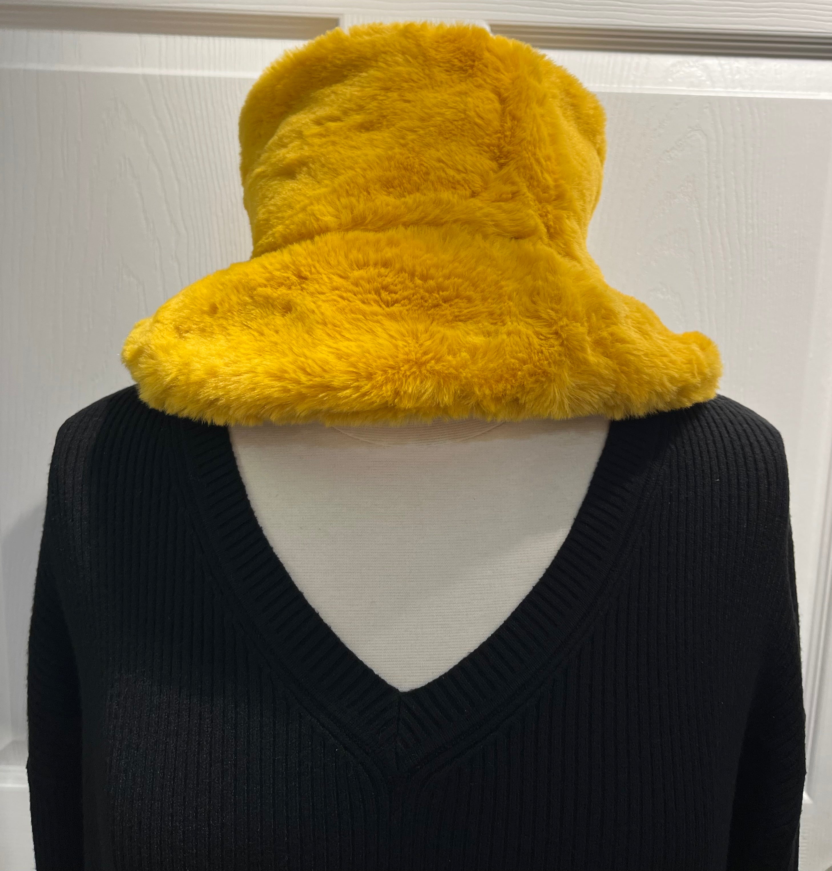 Mustard Soft Faux Fur Bucket Hat