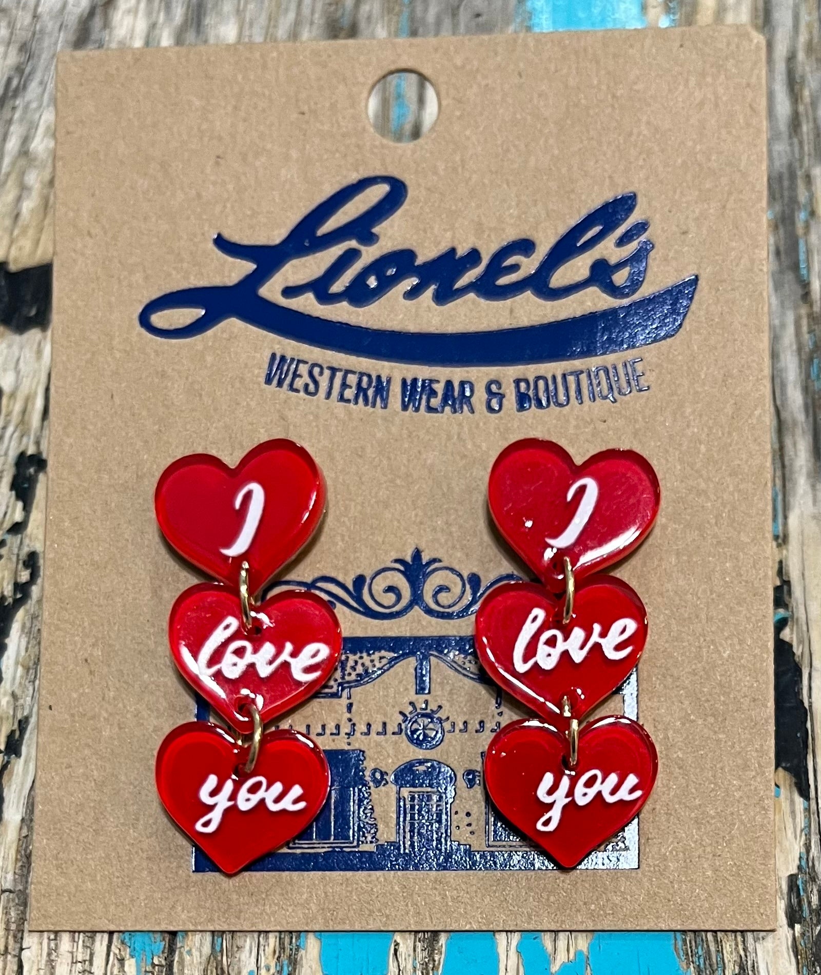 Red Triple Heart I LOVE YOU Earrings