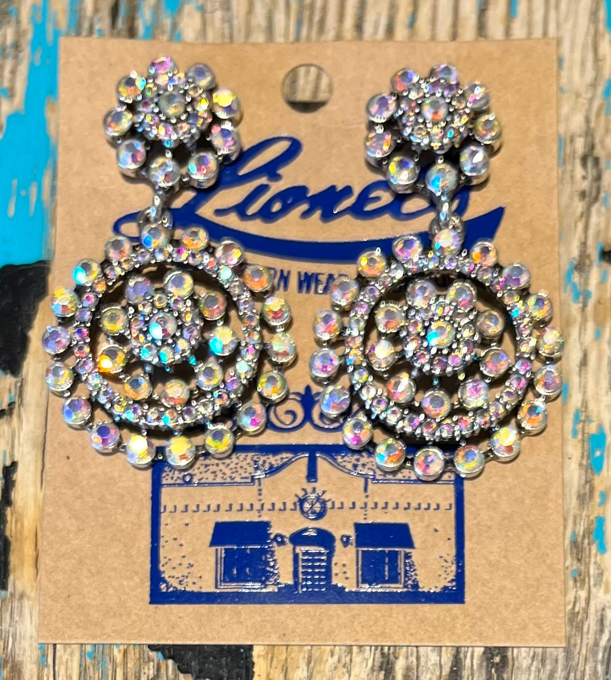 Crystal on Silver Drop Circular Earring