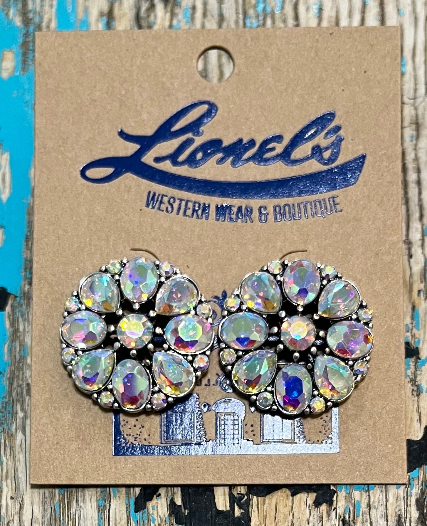 Clear Crystal Concho Post Earring