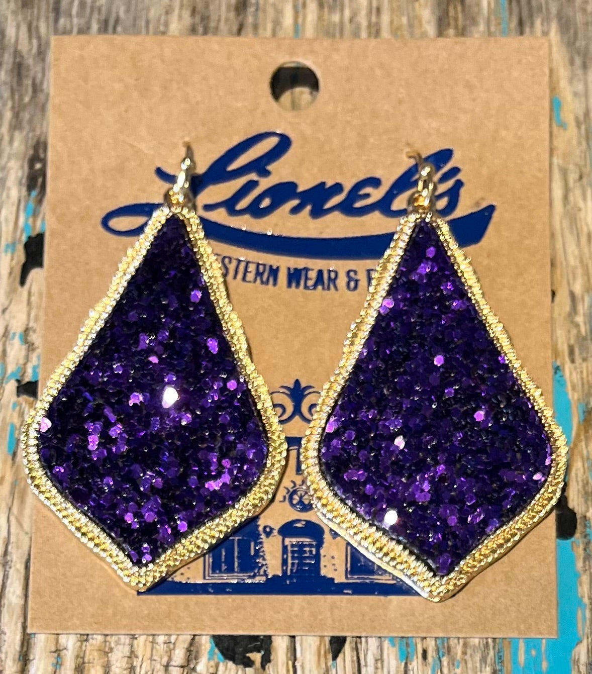 Purple Glitter Designer Look Earrings/Gold