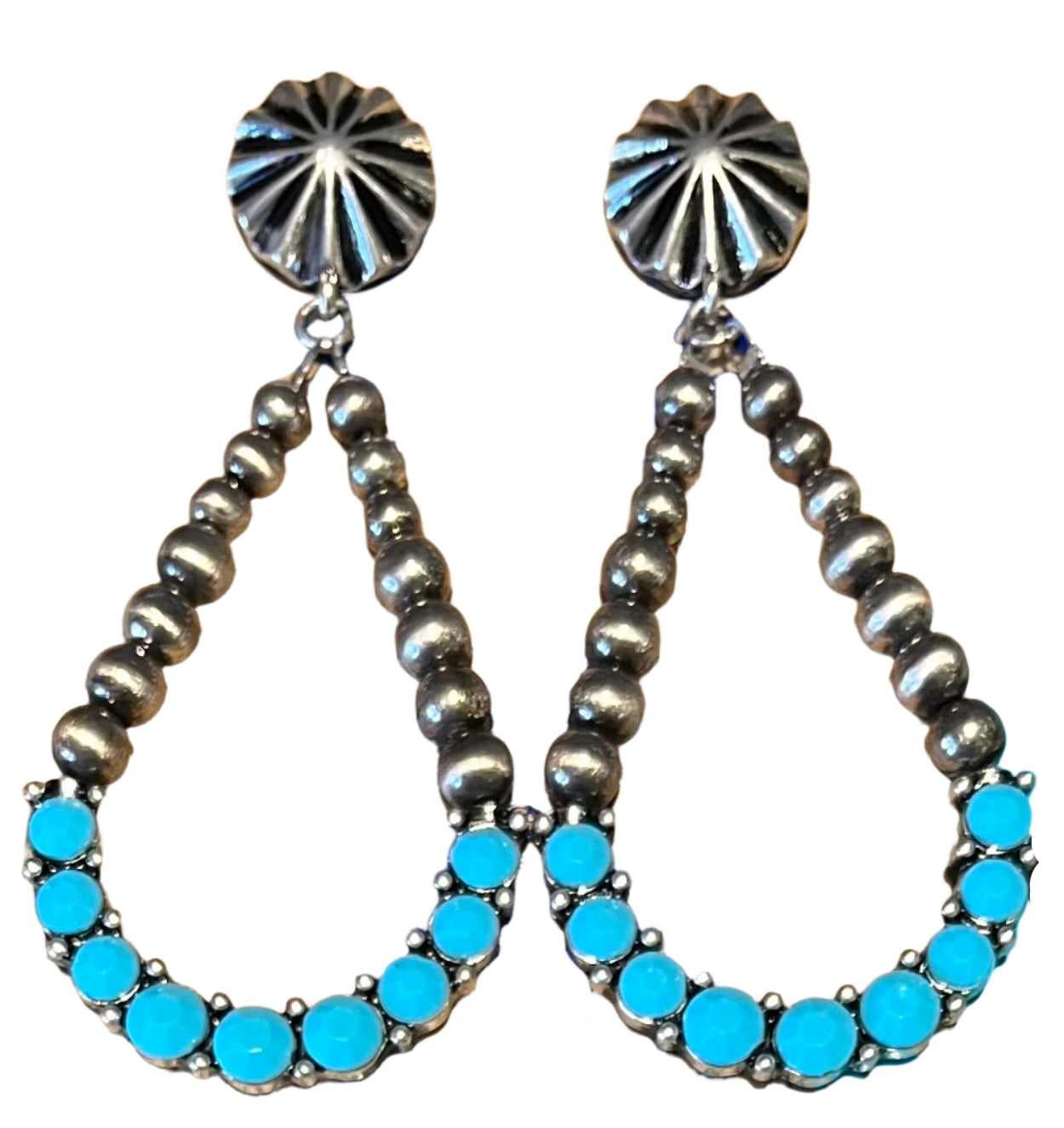 Navajo Pearl w/ Blue Turquoise Fashion Earrings