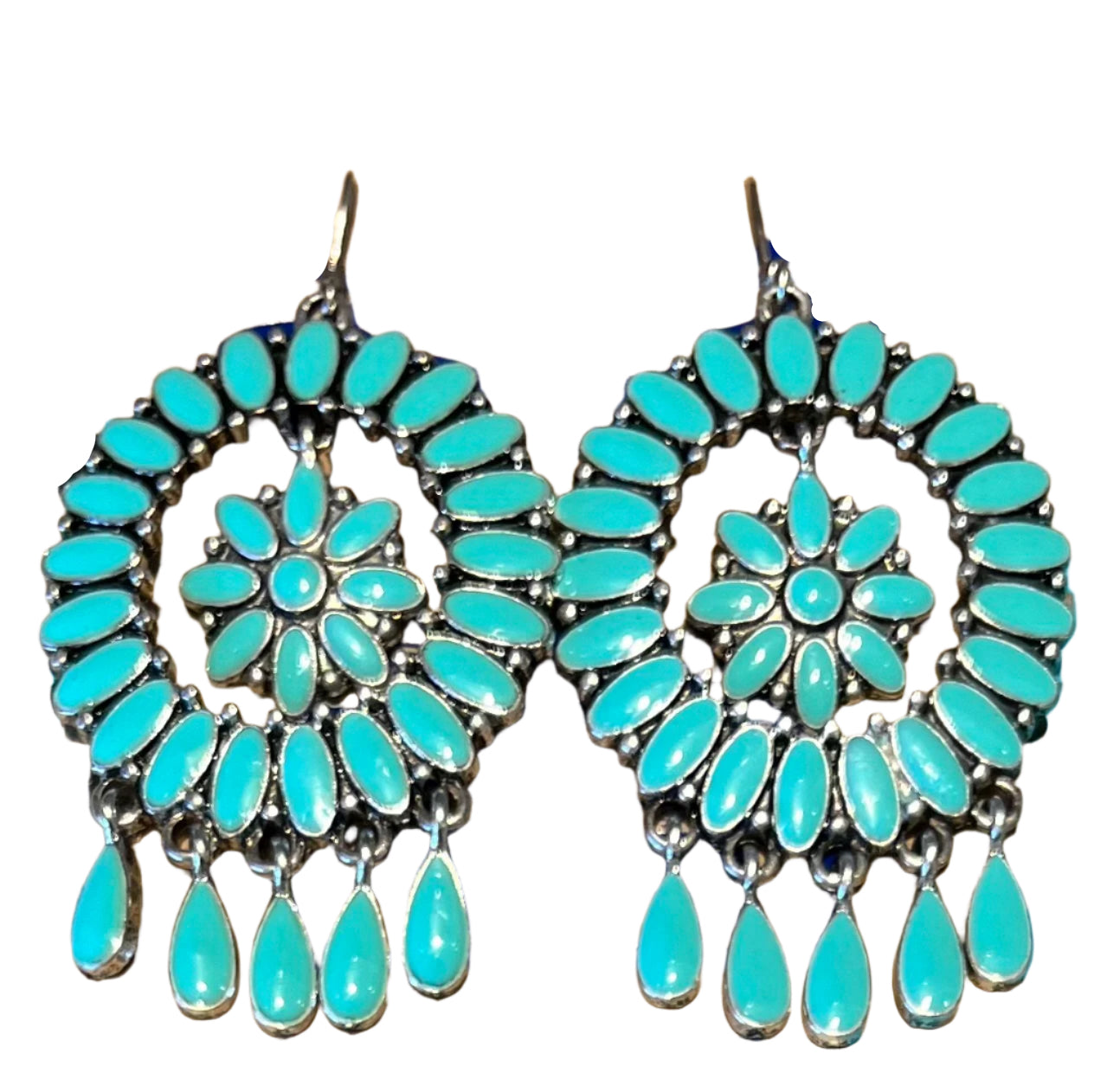 Turquoise Enamel Dangling Earrings