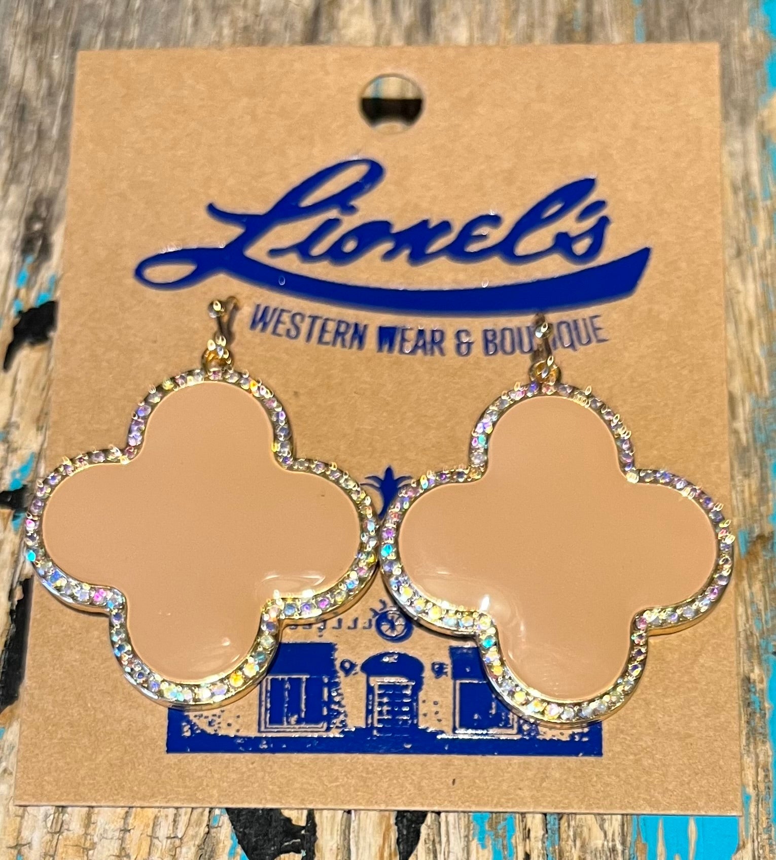 Tan Clover Dangling Earrings