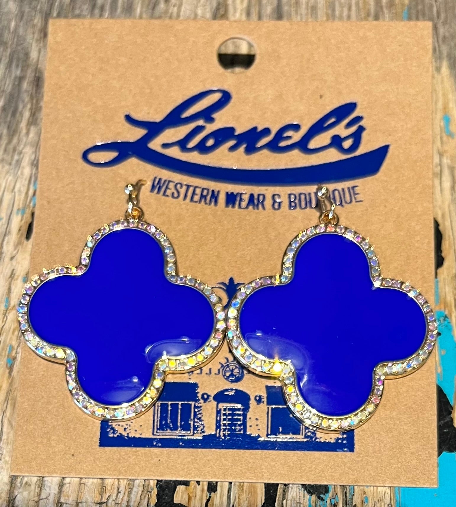 Royal Blue Clover Dangling Earrings