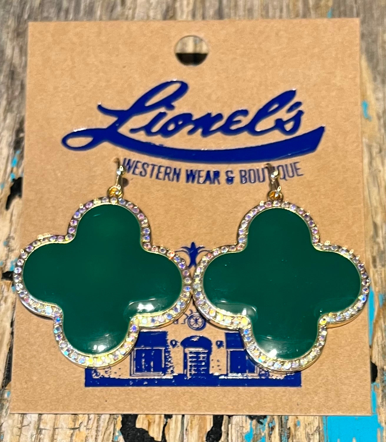 Hunter Green Clover Dangling Earrings