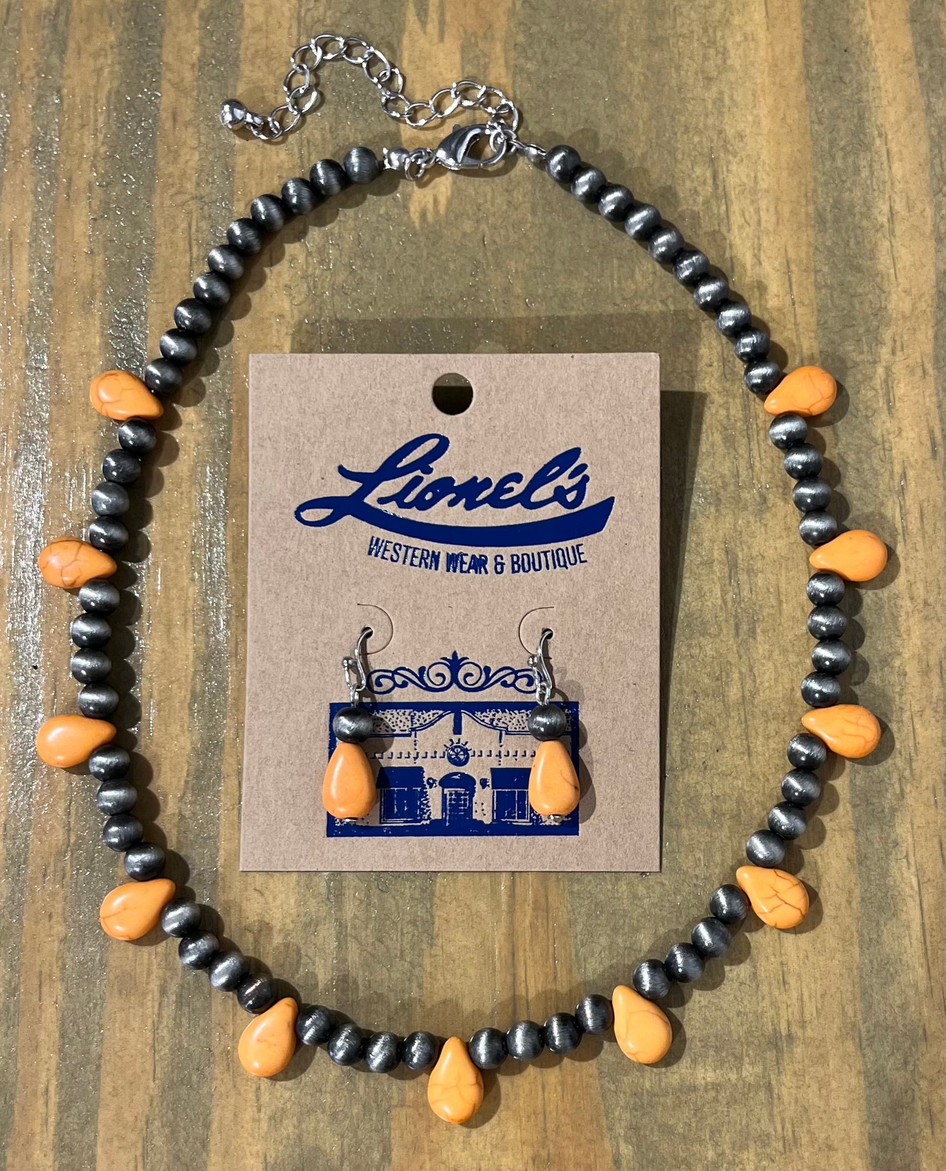 Mustard Yellow & Navajo Pearl Fashion Necklace w/ Earrings