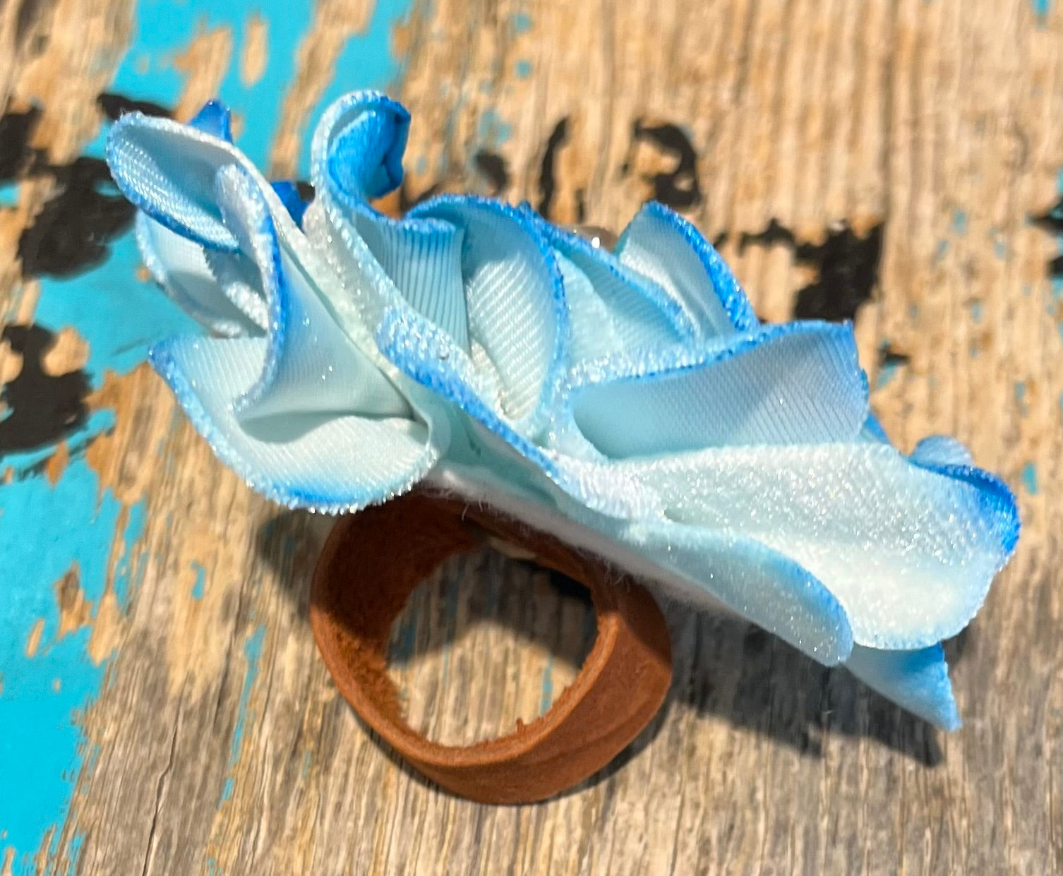 Turquoise Flower Scarf Slide