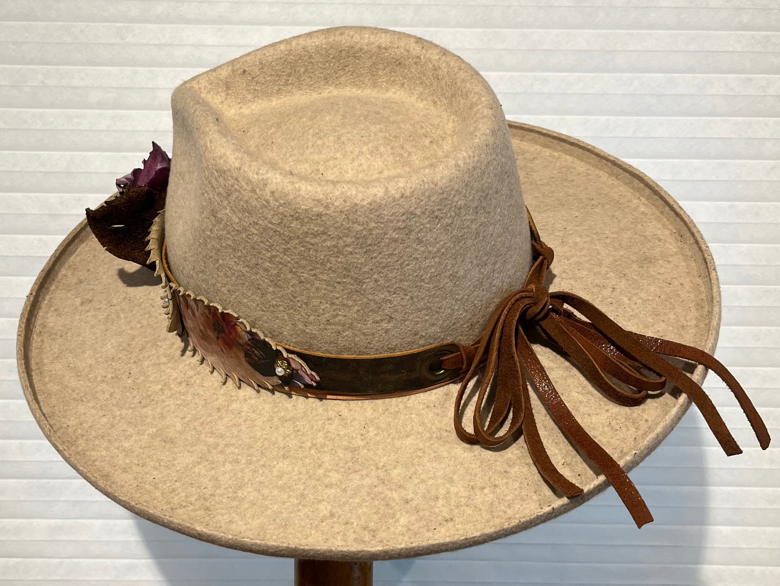 One of a Kind Women's Fancy Hat Band/Floral/Mauve