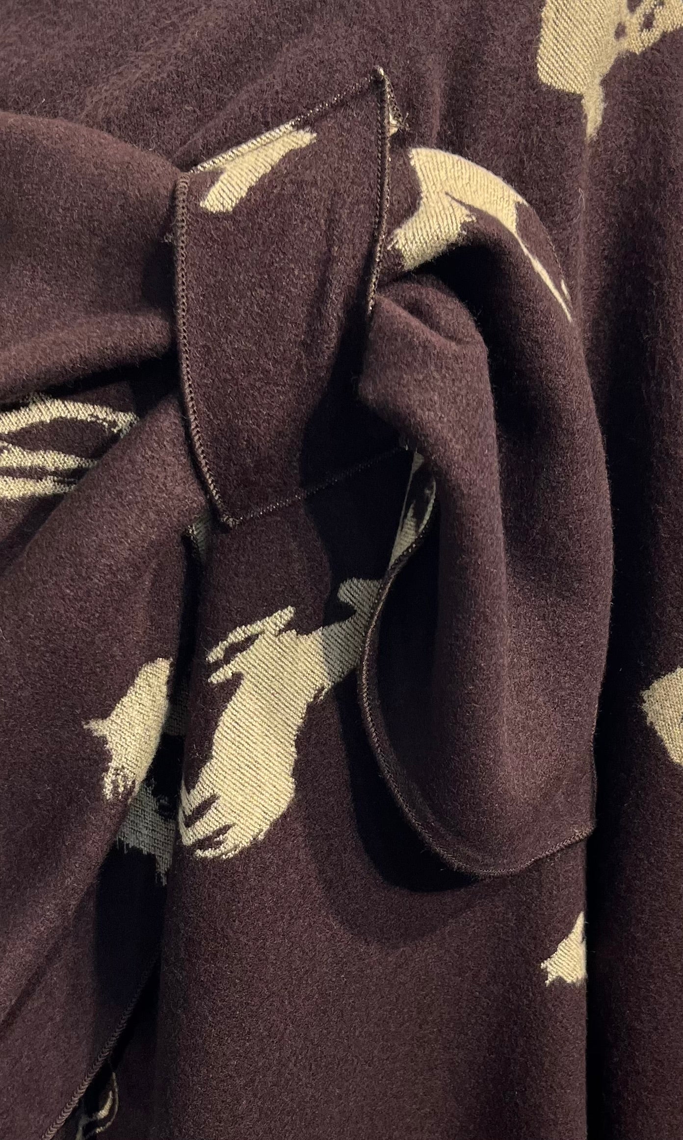 Tan Horses on Chocolate Reversible Cashmere Shawl