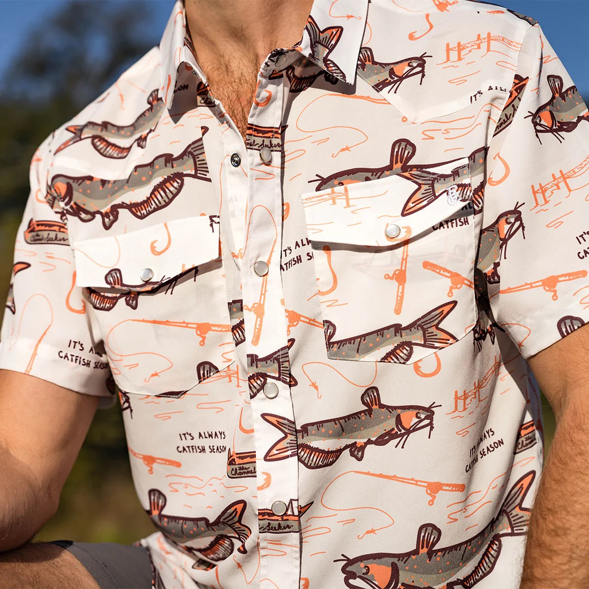 Raised by Coyotes Catfish Season Pearl Snap