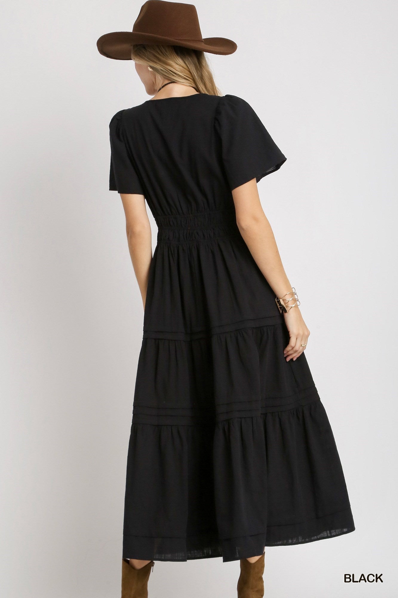 Black Tiered Maxi Dress w/ Smocked Waistband