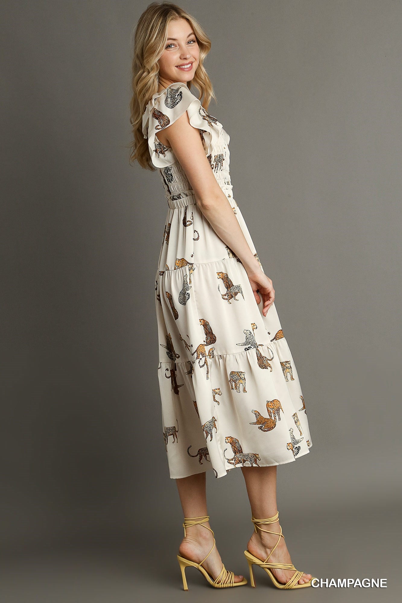 Cream w/ Cheetah Print A-LIne Dress
