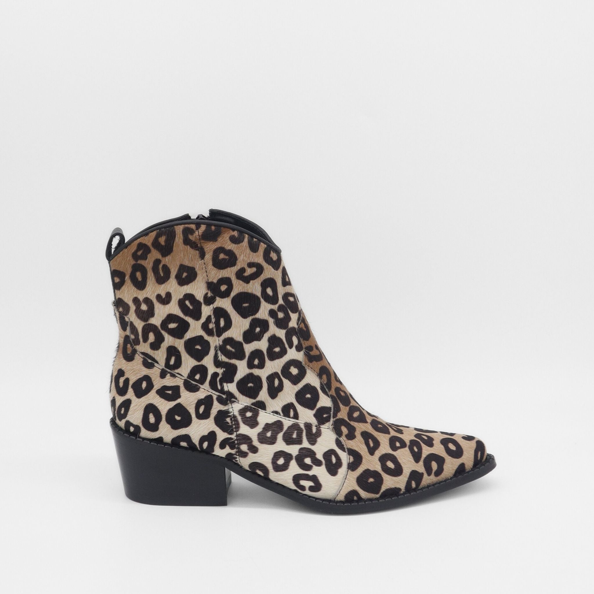 Leopard Print Cowhide Western Booties