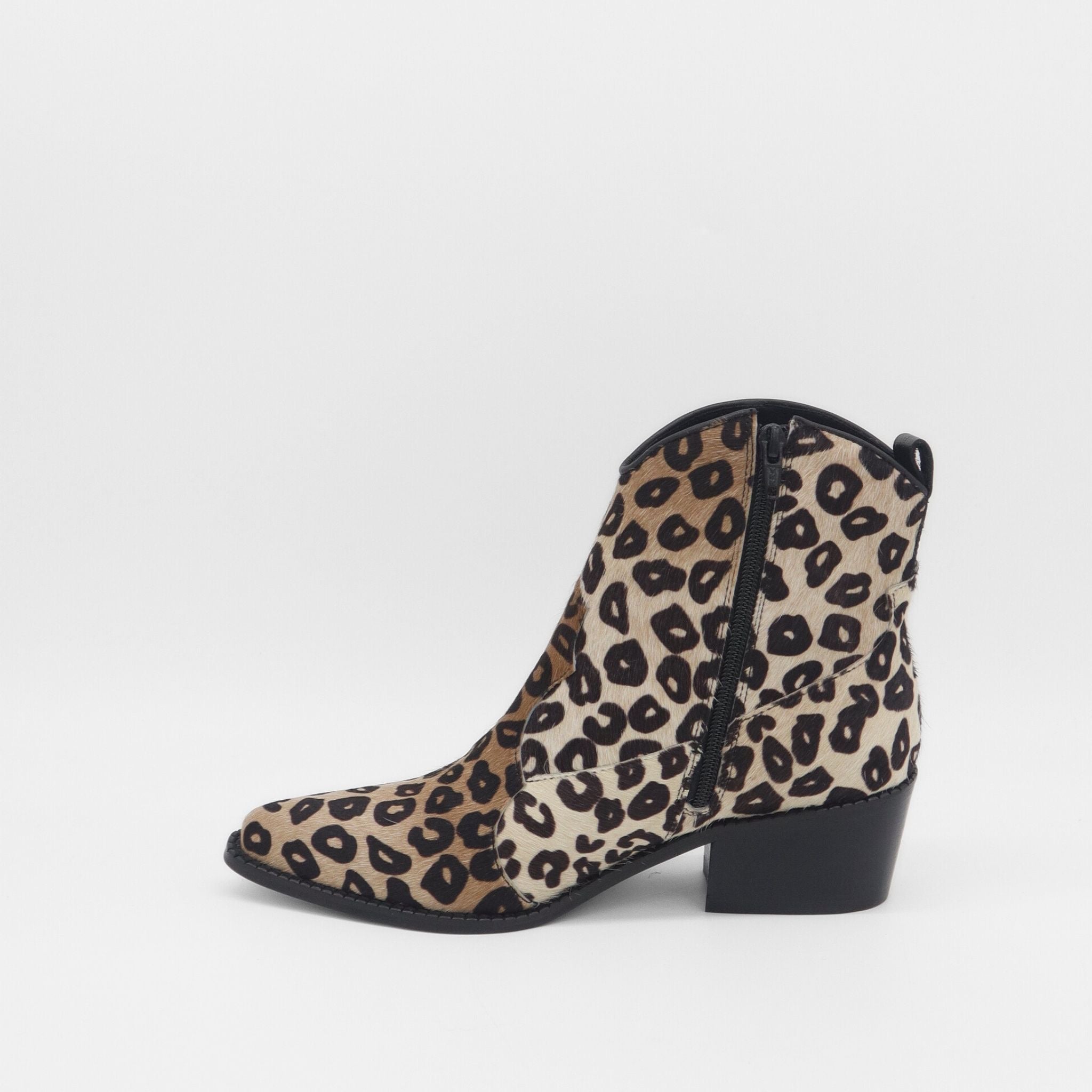 Leopard Print Cowhide Western Booties
