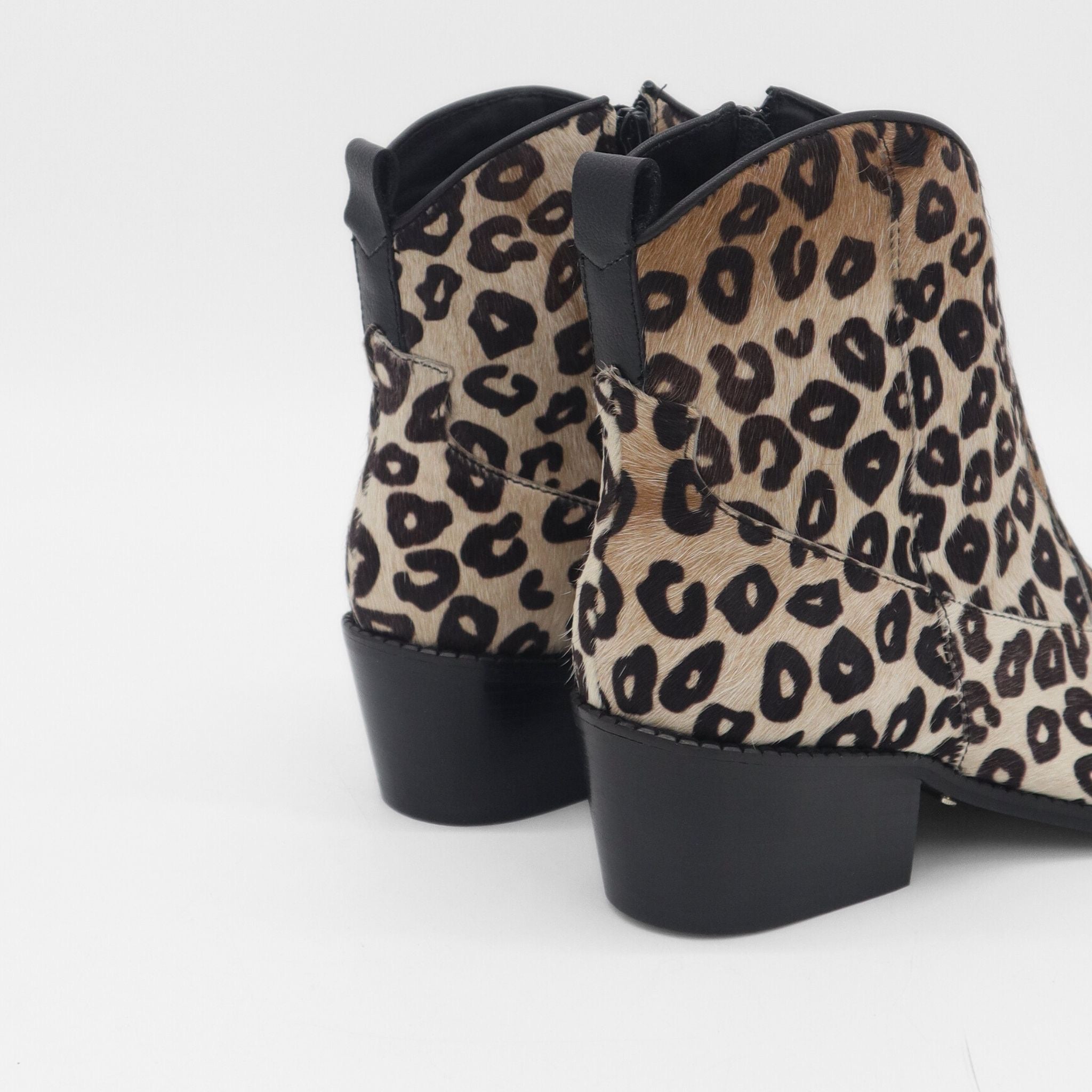Leopard Print Cowhide Western Booties