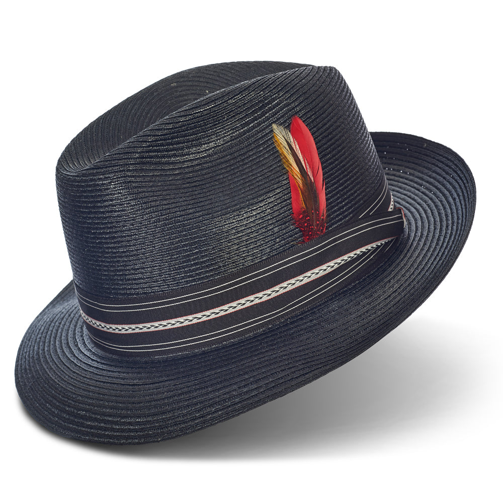 Pinzano Black Pinched Milan Straw Hat