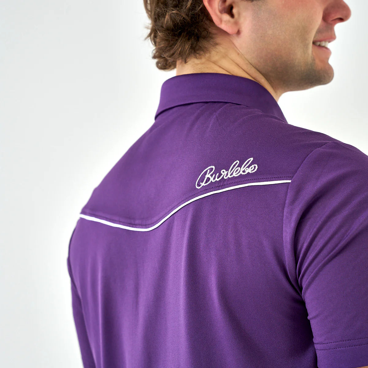 Pearl Snap Performance Polo By Burlebo- Purple