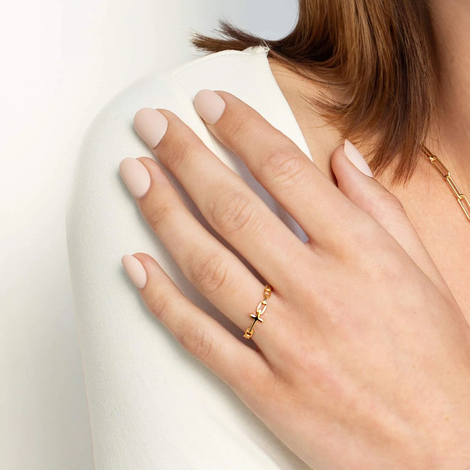 Chain Breaker Cross Ring-Gold