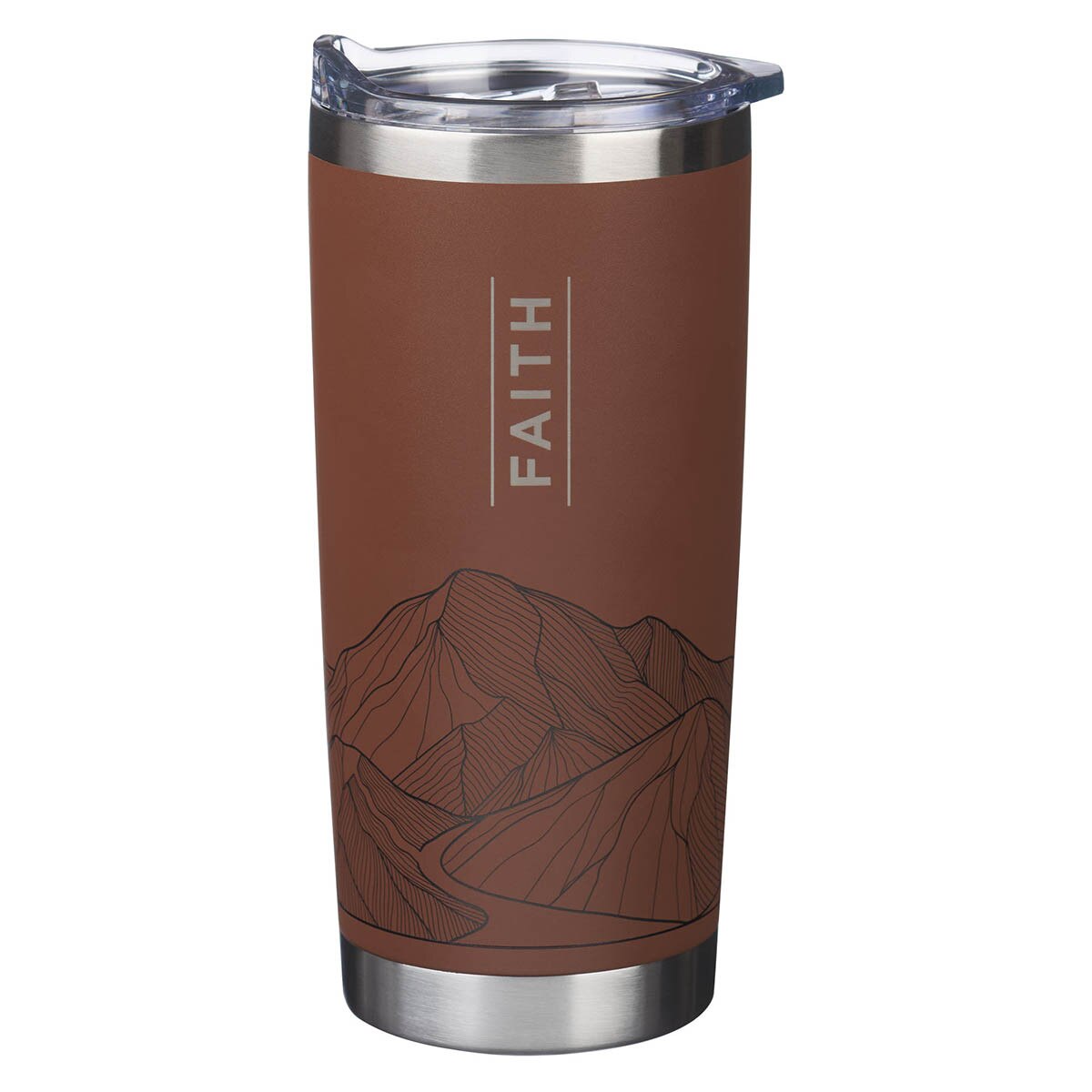 Faith Brown Stainless Steel Tumbler - Matthew 17:20