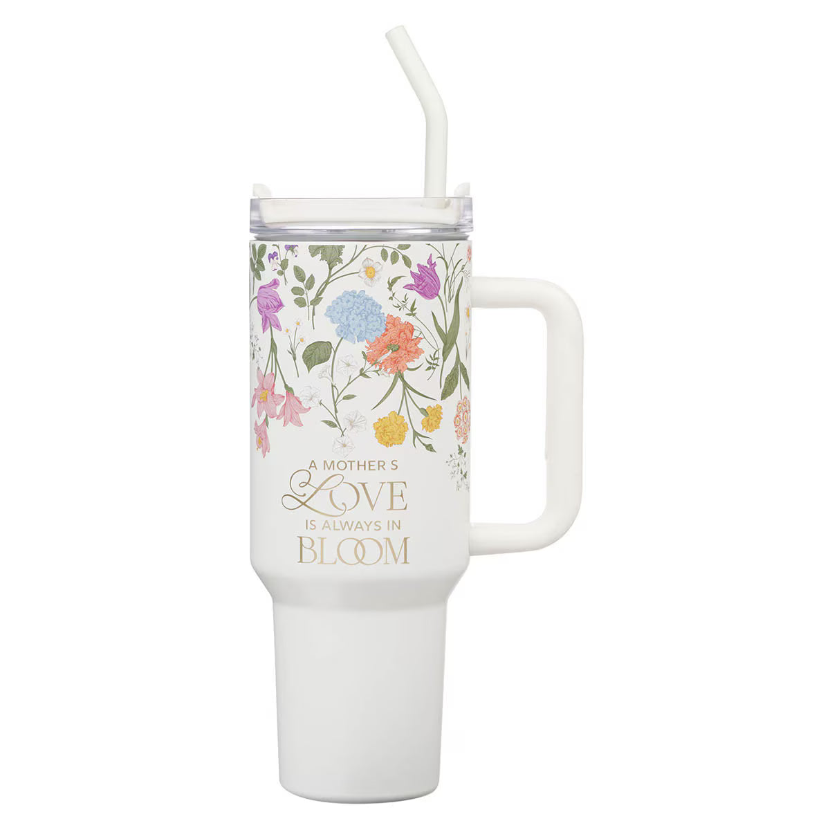 A Mother's Love Wildflower 40 oz Stainless Steel Tumbler with Straw - 2 Corinthians 12:9