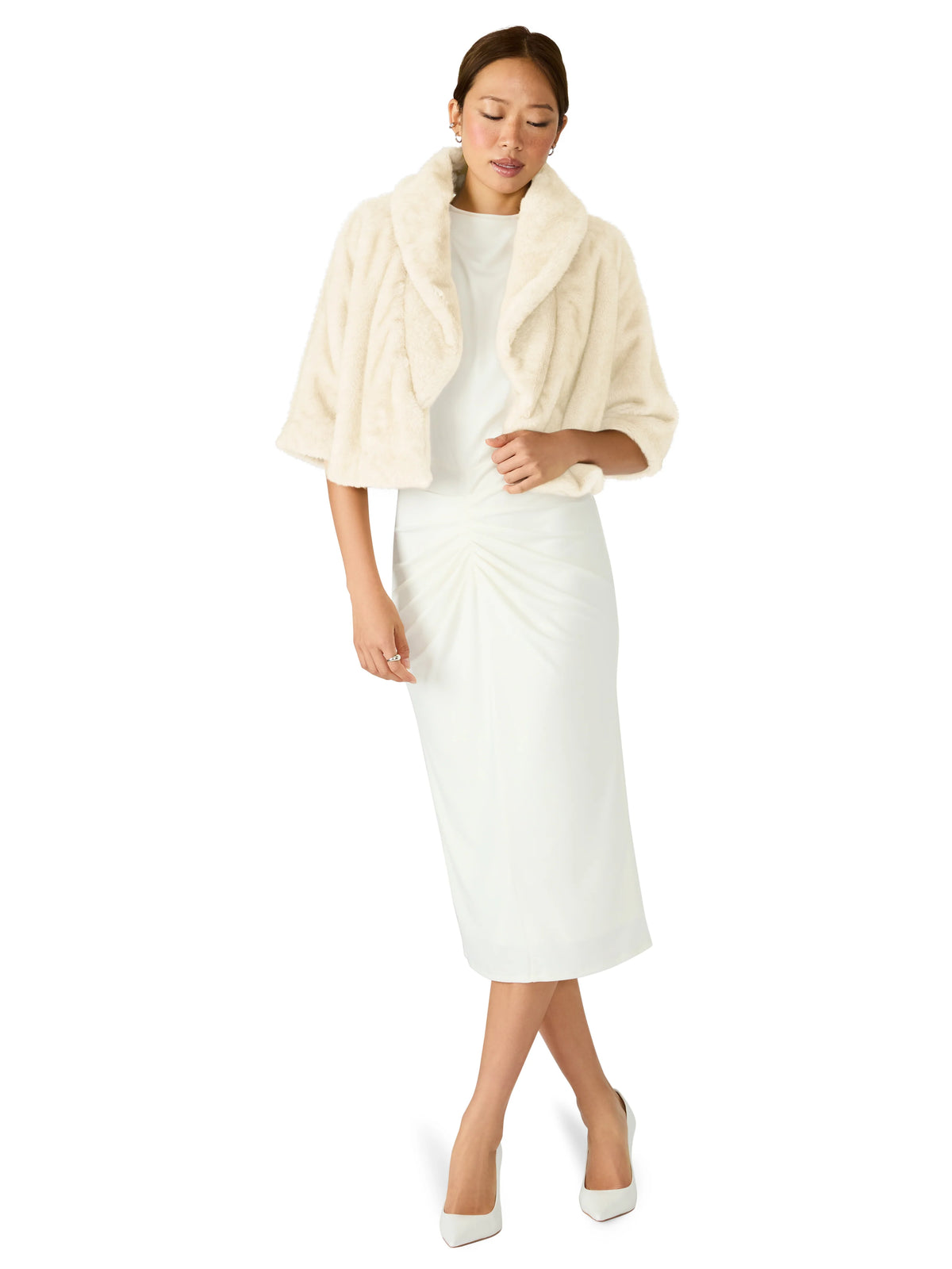 Hestia Cream Faux Fur Cropped Coat