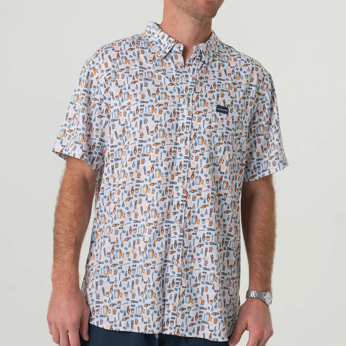 Performance Button Up- Crawfish Boil By Burlebo