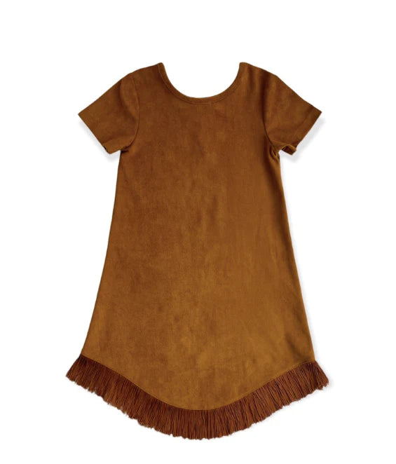 Girl's Brown Suede Fringe Dress