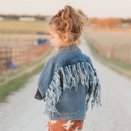 Little Girl's Denim Fringe Jacket